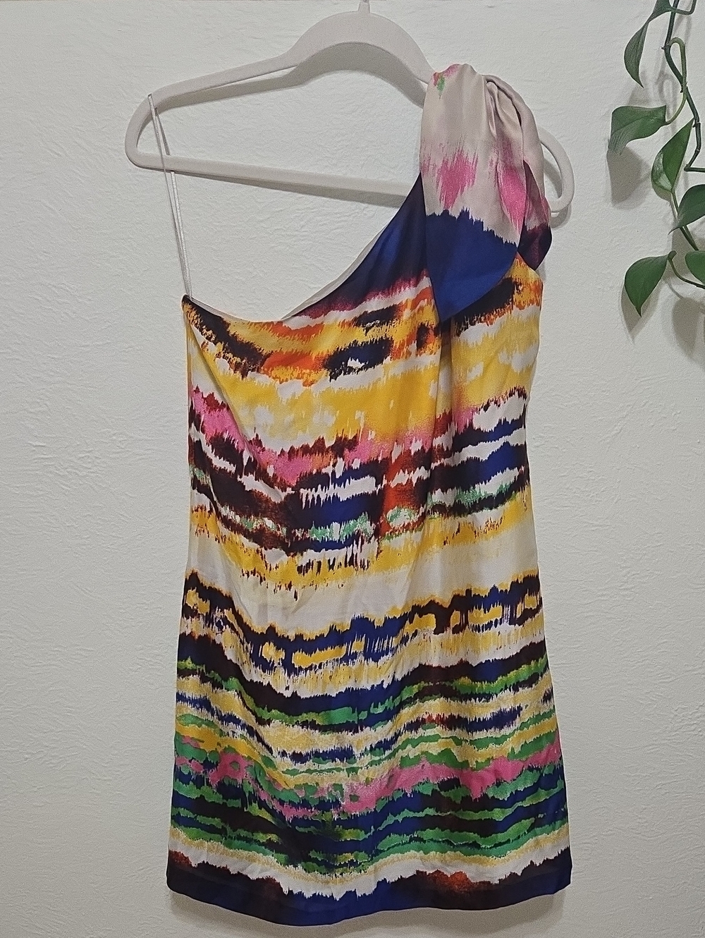 Halston Heritage Asymetrical One-Shoulder 100% Silk Dress NWT Size 6